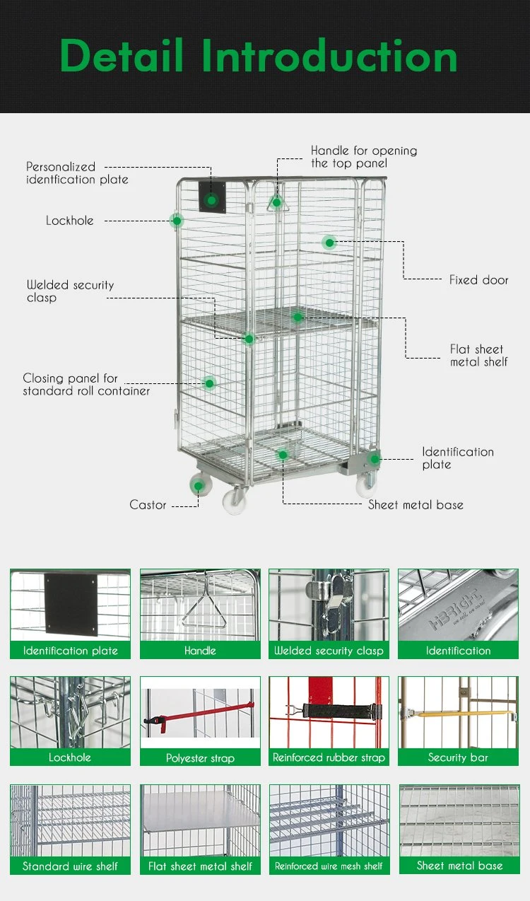 Foldable Metal Wire Mesh Nestable and Foldable Rolling Pallet Cage